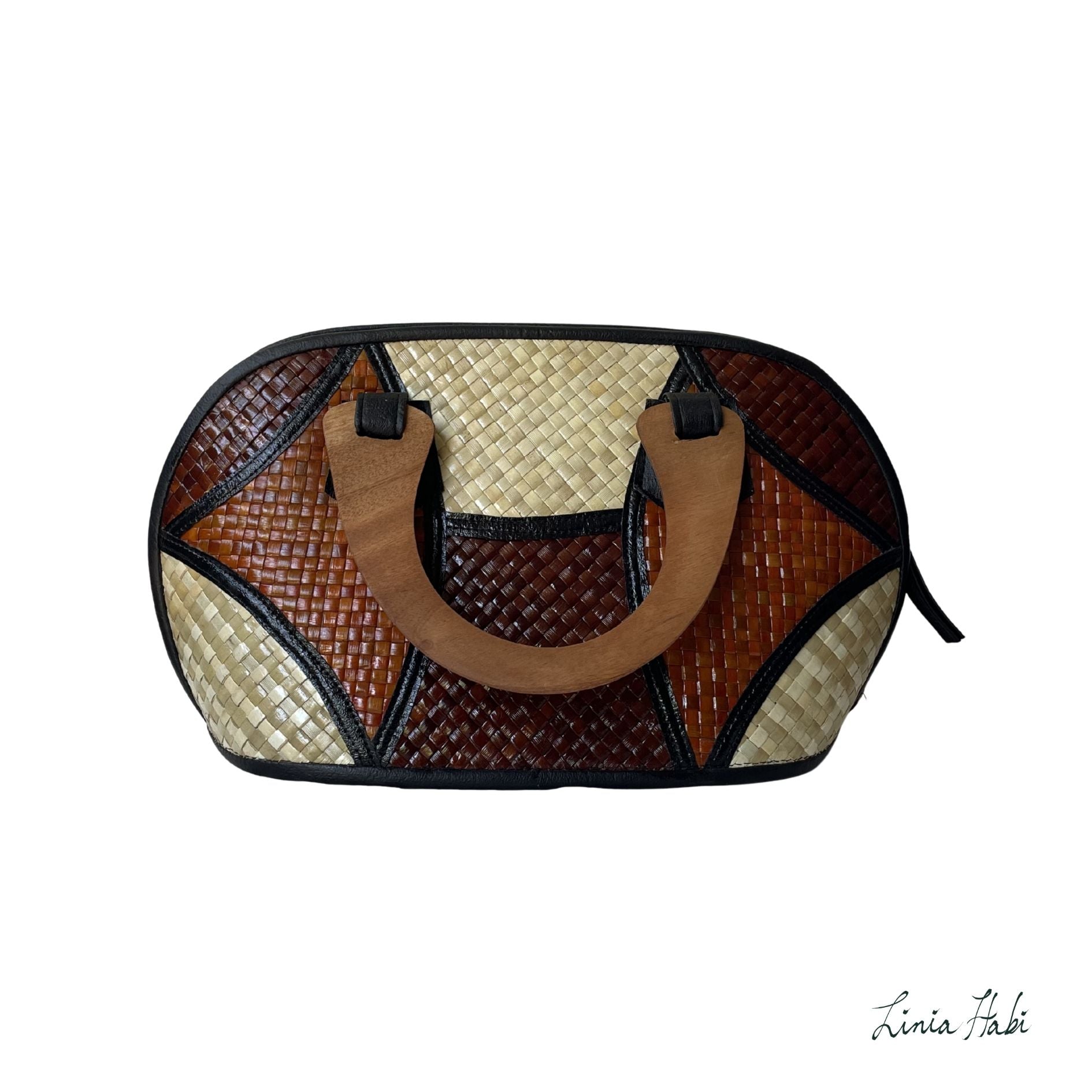 Sarah Patchwork Pandan Handbag - Earth Tone (Uno)