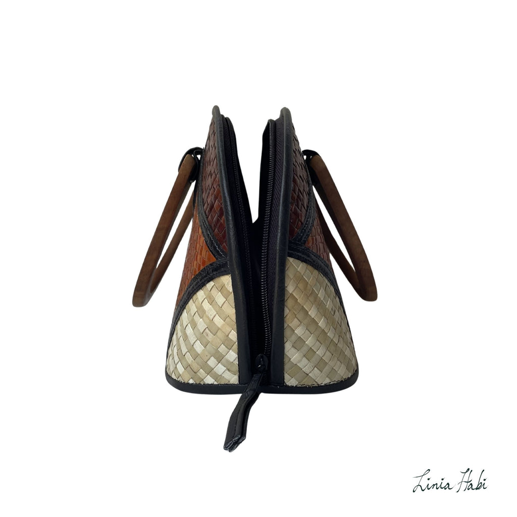 Sarah Patchwork Pandan Handbag - Earth Tone (Uno)