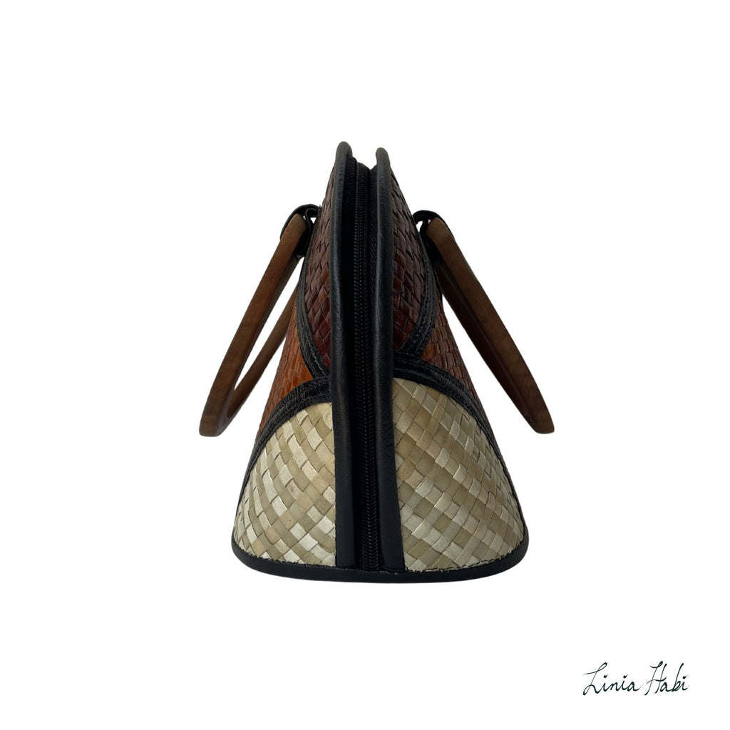 Sarah Patchwork Pandan Handbag - Earth Tone (Uno)
