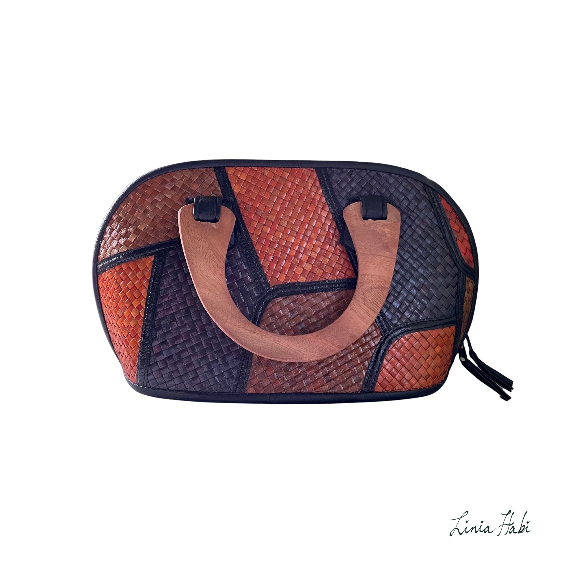Sarah Patchwork Pandan Handbag - Earth Tone (Dos)