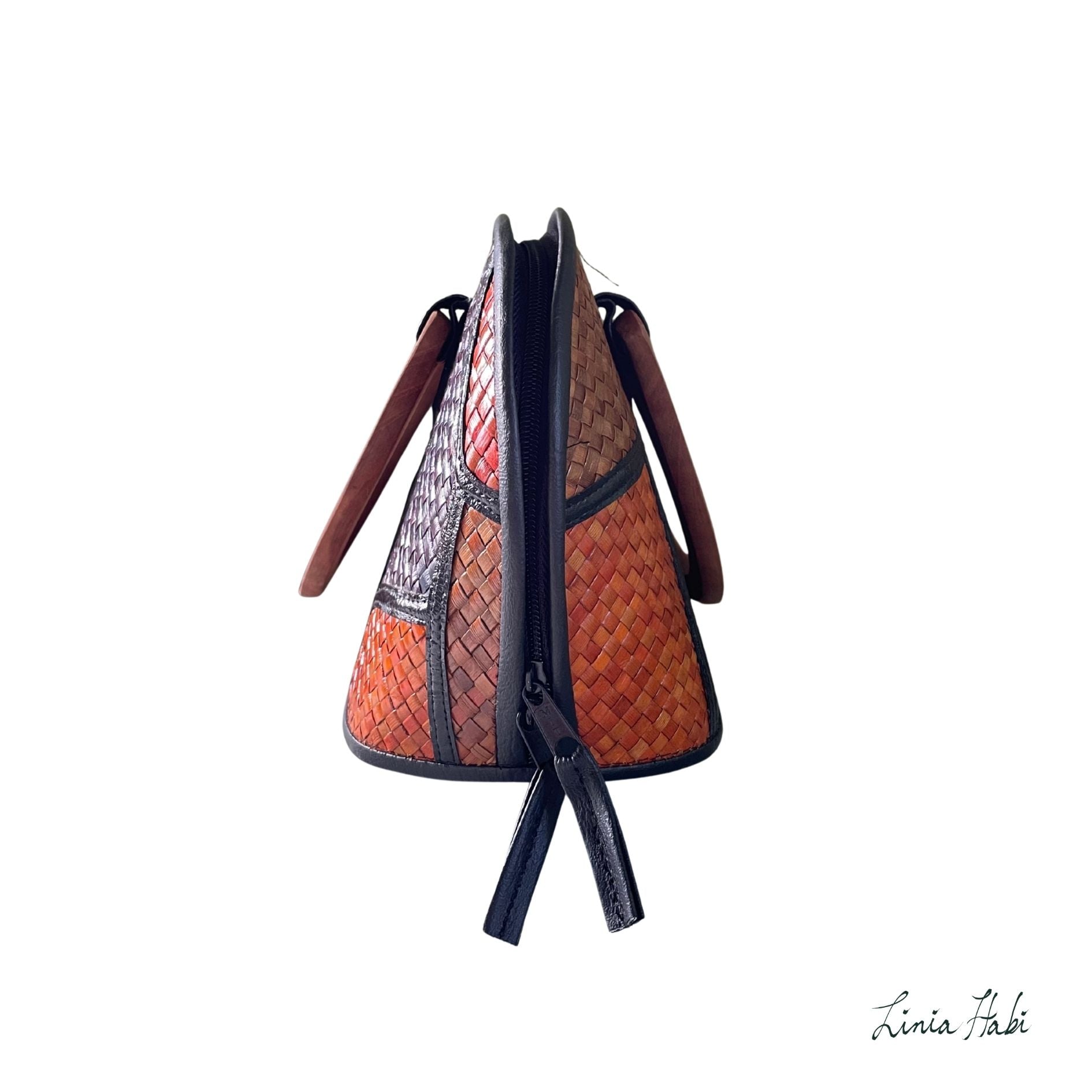 Sarah Patchwork Pandan Handbag - Earth Tone (Dos)