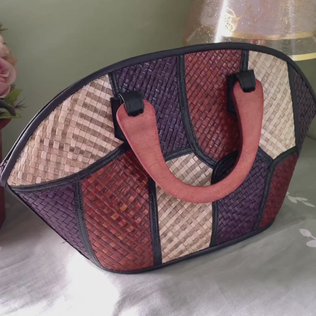 Rebekah Patchwork Pandan Handbag - Sais