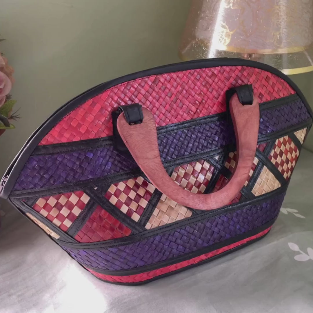Rebekah Patchwork Pandan Handbag - Nwebe