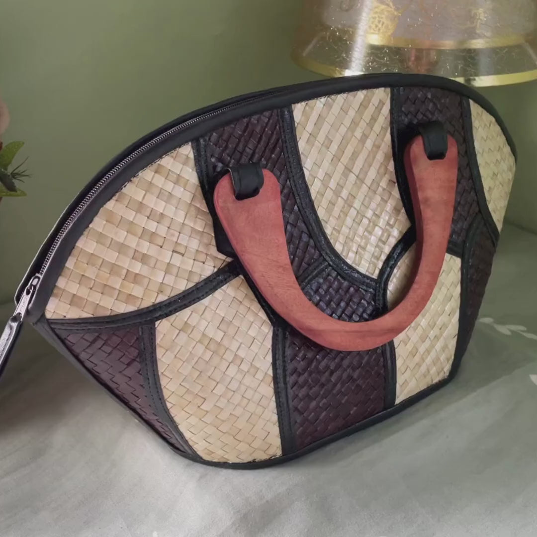 Rebekah Patchwork Pandan Handbag - Uno
