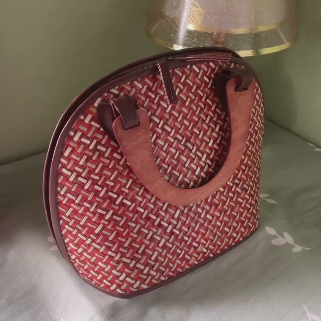 Eve Pandan Handbag - Red Orange