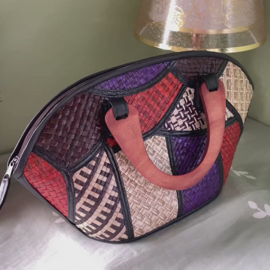 Rebekah Patchwork Pandan Handbag - Tres