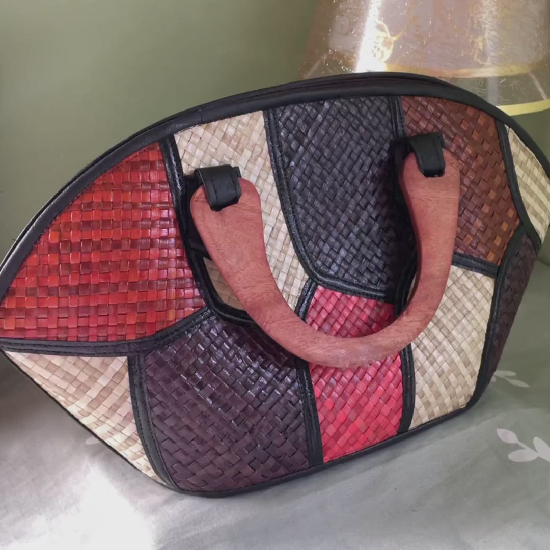 Rebekah Patchwork Pandan Handbag - Dyes